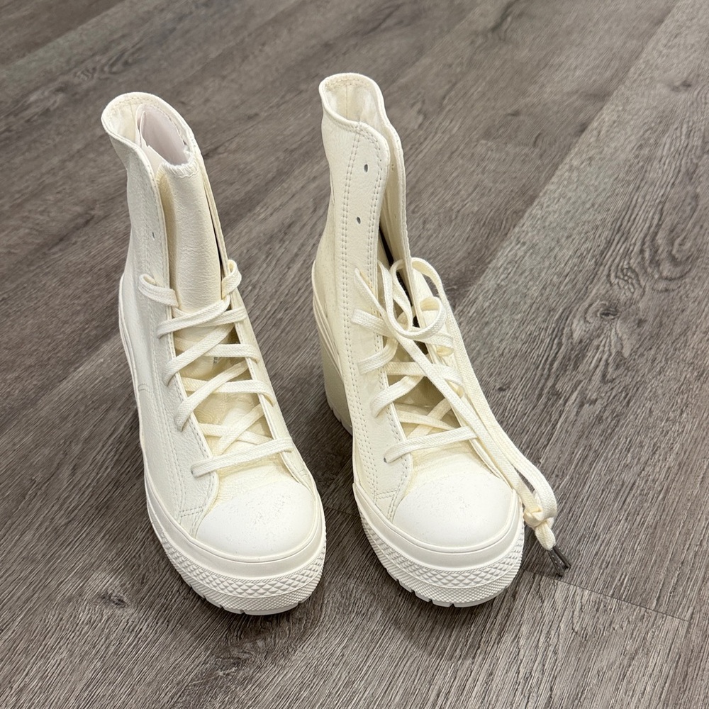Elegant Cream Lace-Up Boots